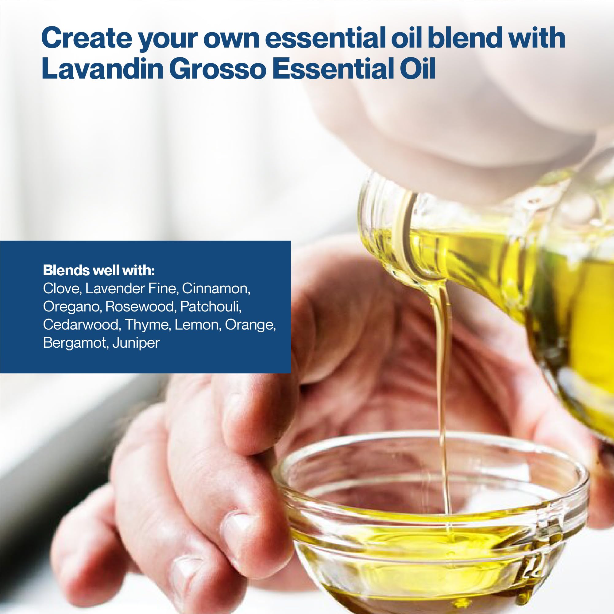 Organic Lavandin Grosso Essential Oil - 100% Pure Natural Aromatherapy Oil for Diffusers, Massage & Cooking | Vegan, Cruelty-Free Lavender Blend | Relaxation, Stress Relief & Home Fragrance (5ml)