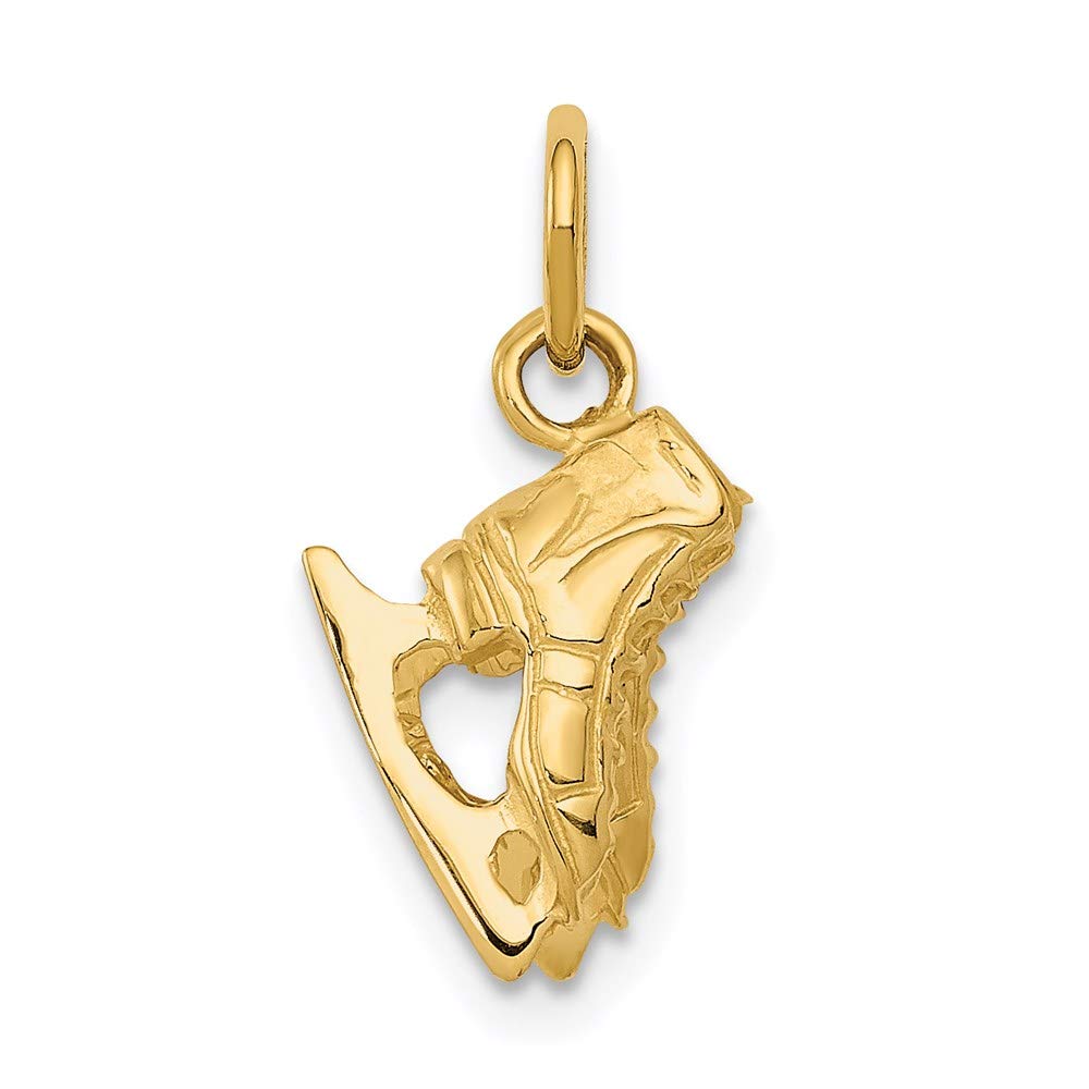 14K Yellow Gold 3D Ice Skates Charm Pendant - Elegant Jewelry Gift for Skaters, Winter Sports Lovers & Figure Skating Enthusiasts