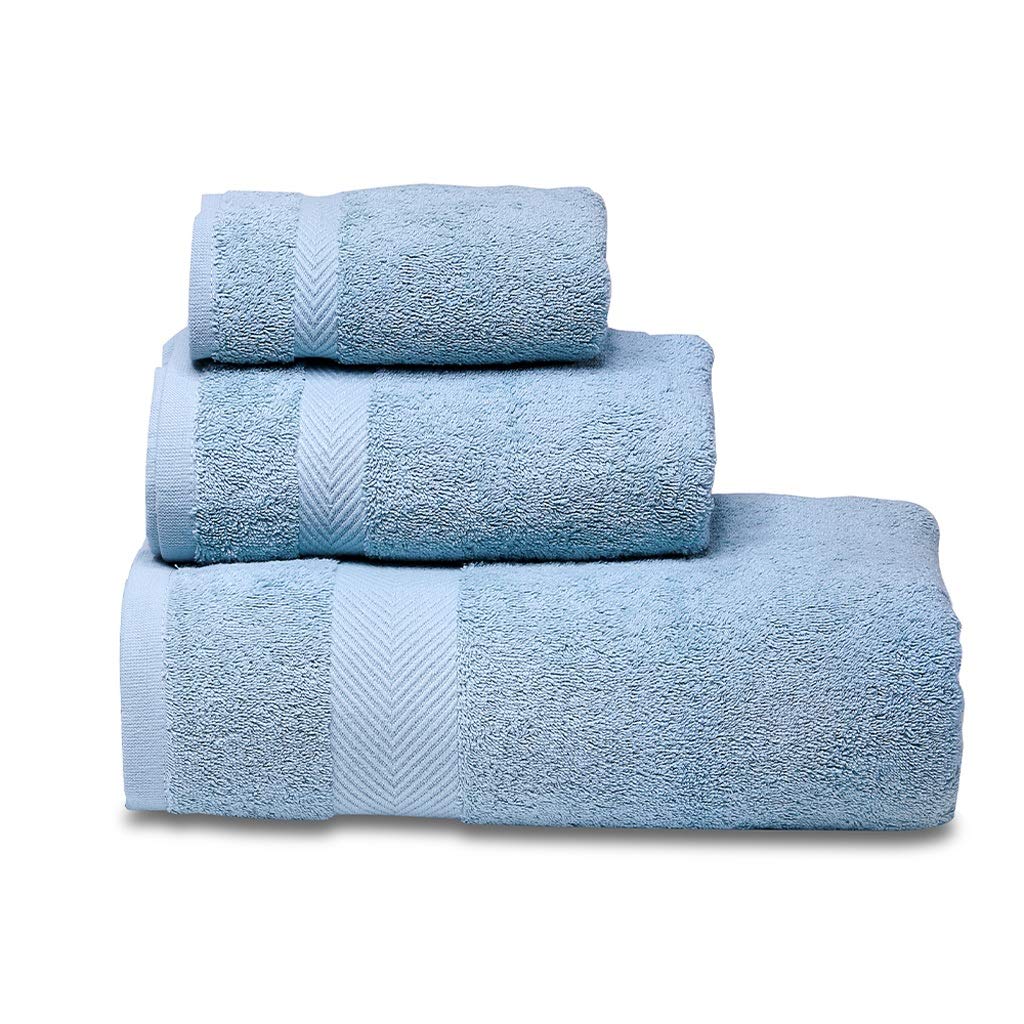 Premium Soft Cotton Bath Towel Set - 6-Piece Highly Absorbent Towels (Bath, Hand, Washcloth) for Spa, Gym & Luxury Bathroom - Blue