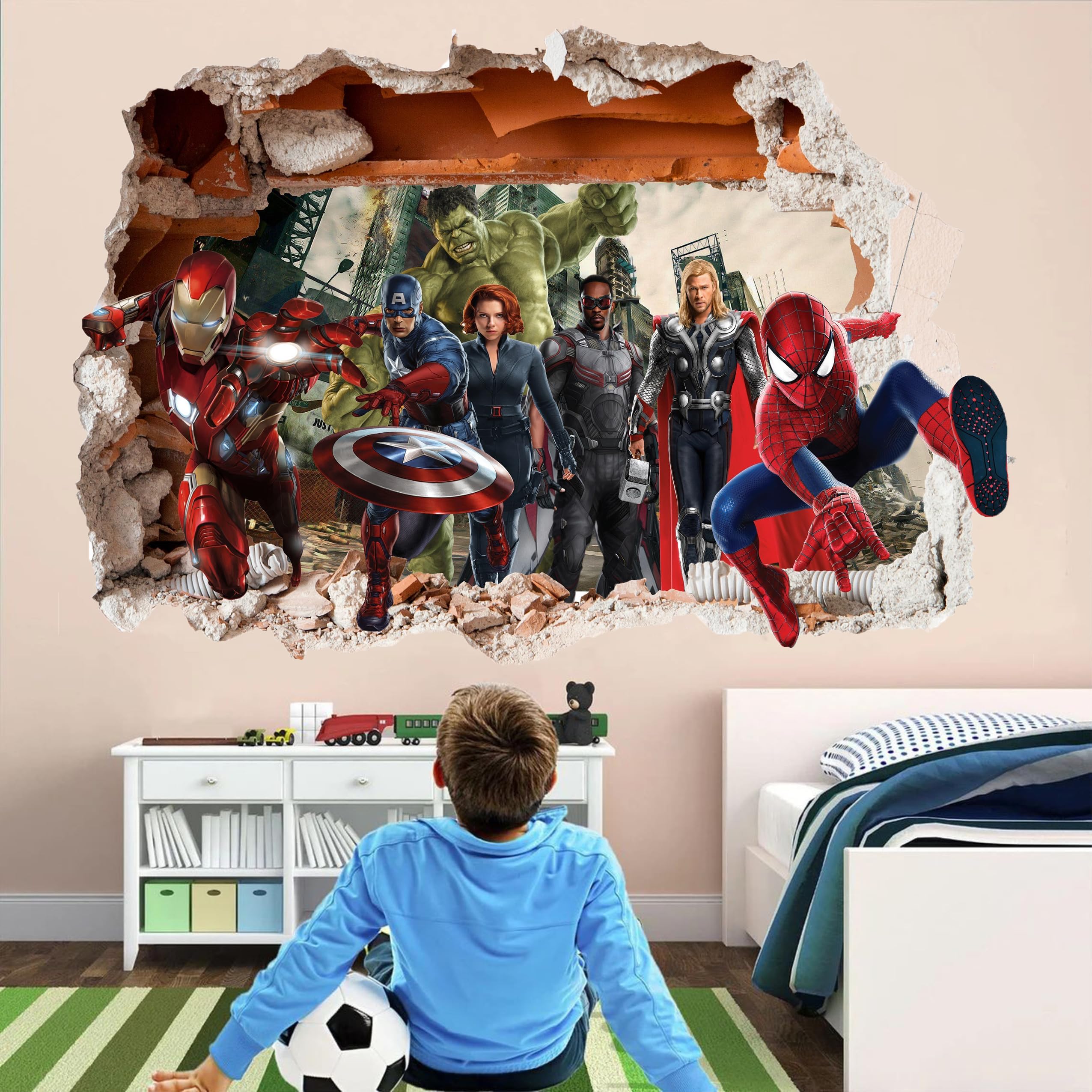 Superhero Wall Decal Stickers - Removable Vinyl Wall Art for Kids Room Decor (32