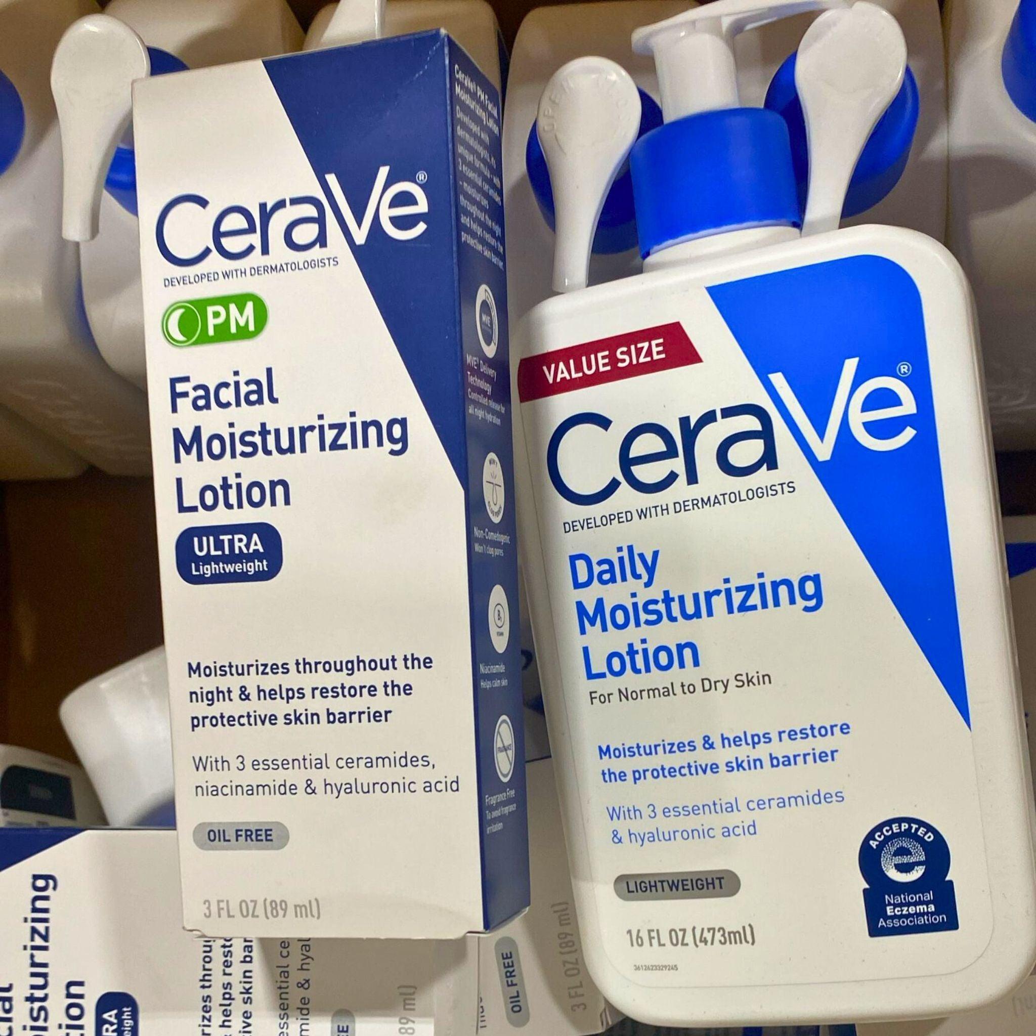 CeraVe Moisturizing Lotion Set - Daily Moisturizer & PM Facial Cream for Dry Skin (55 Pack) | Hydrating Skincare Routine for Day & Night Use