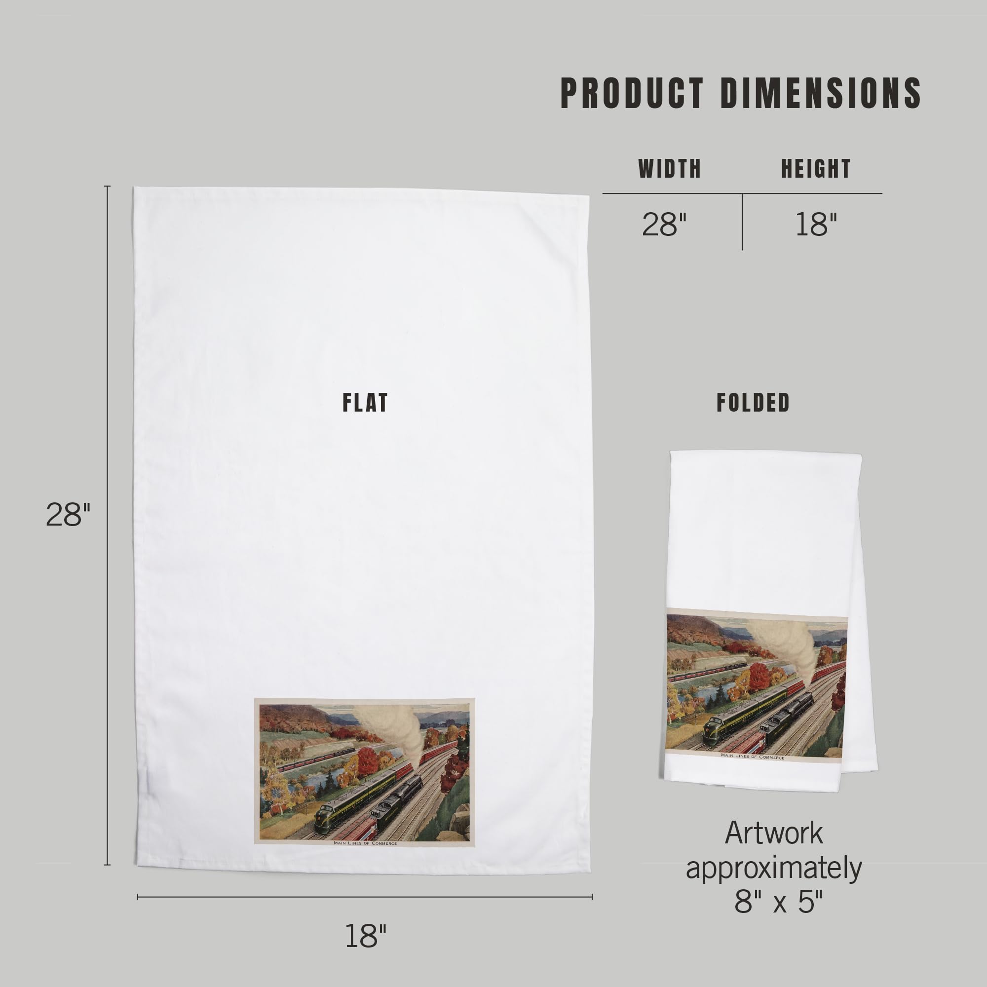 Lantern Press Johnstown Pennsylvania Commerce Trains Cotton Tea Towel - Decorative Hand Towel for Kitchen & Home Decor - Perfect for Gifts, Dish Drying & Farmhouse Style