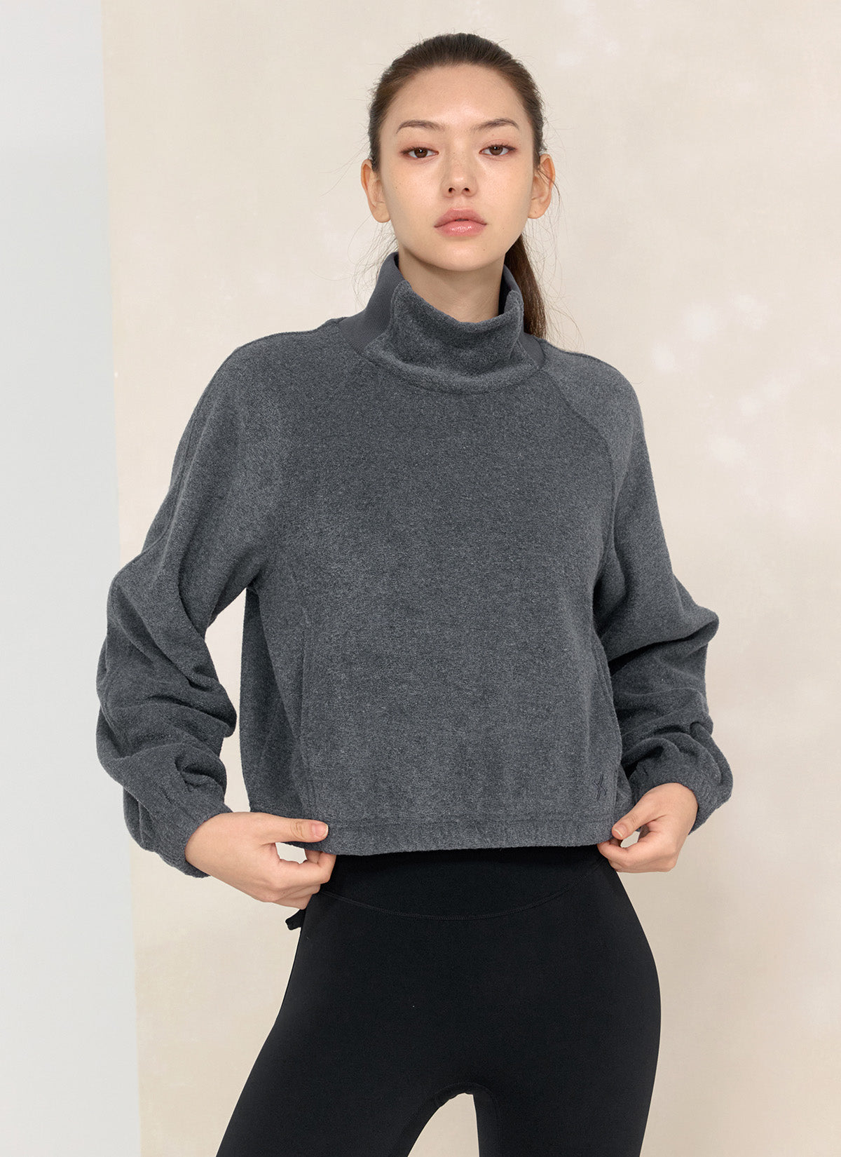 Fluffy String High Neck Sweatshirt for Women - Cozy Winter Pullover with Drawstring Hood - Perfect for Casual Outfits, Loungewear & Cold Weather Fashion