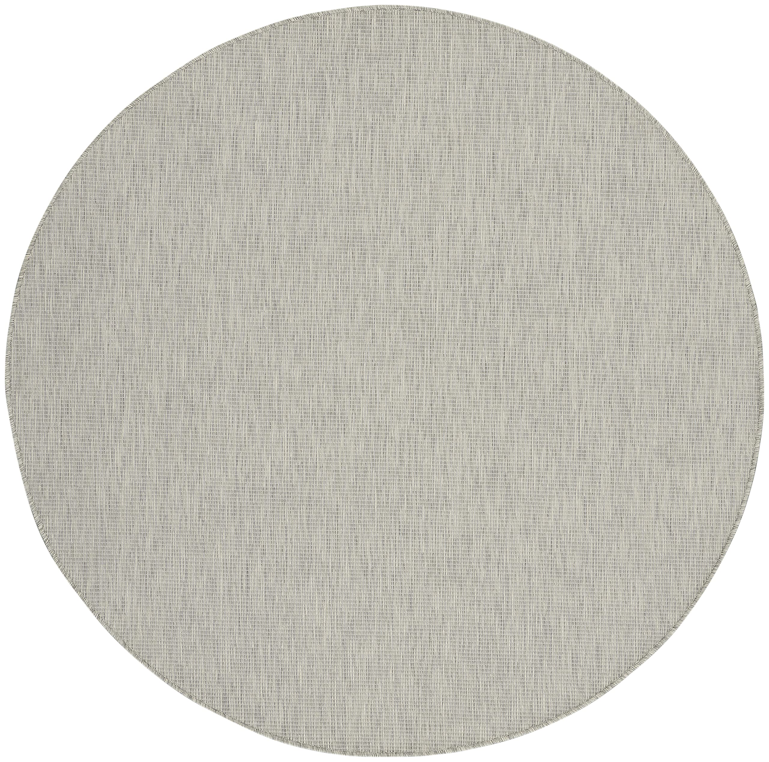 Nourison Positano 8' Round Light Grey Indoor/Outdoor Area Rug - Easy Clean, Non-Shedding for Bedroom, Living Room & Dining Room | Perfect for Backyard, Deck & Patio Use