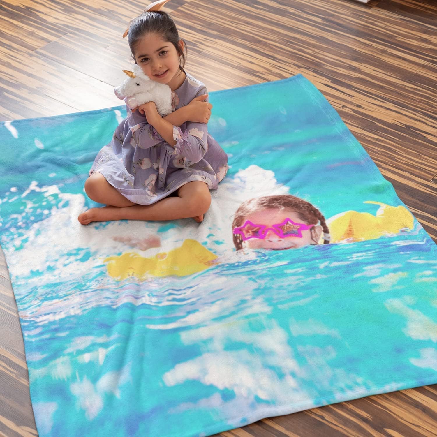 Custom Photo Fleece Blanket - Personalized Queen Size 50x60 Inch - Print Your Picture on Soft Plush Blanket for Bed, Couch & Gift Giving