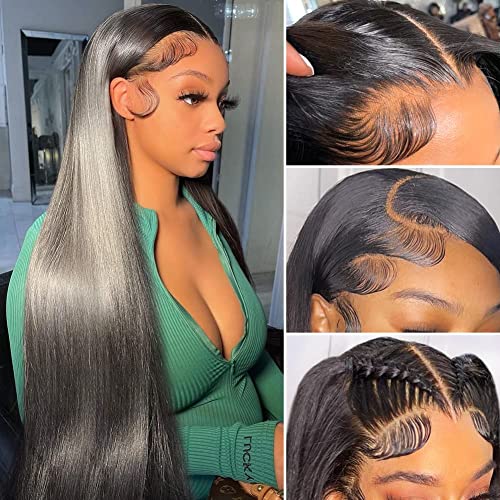 HD Lace Front Wigs Human Hair 4x4 Closure - Brazilian Virgin Hair 180% Density Pre Plucked Glueless Wig for Black Women | Natural Color 22 Inch | Perfect for Daily Wear, Parties & Special Occasions