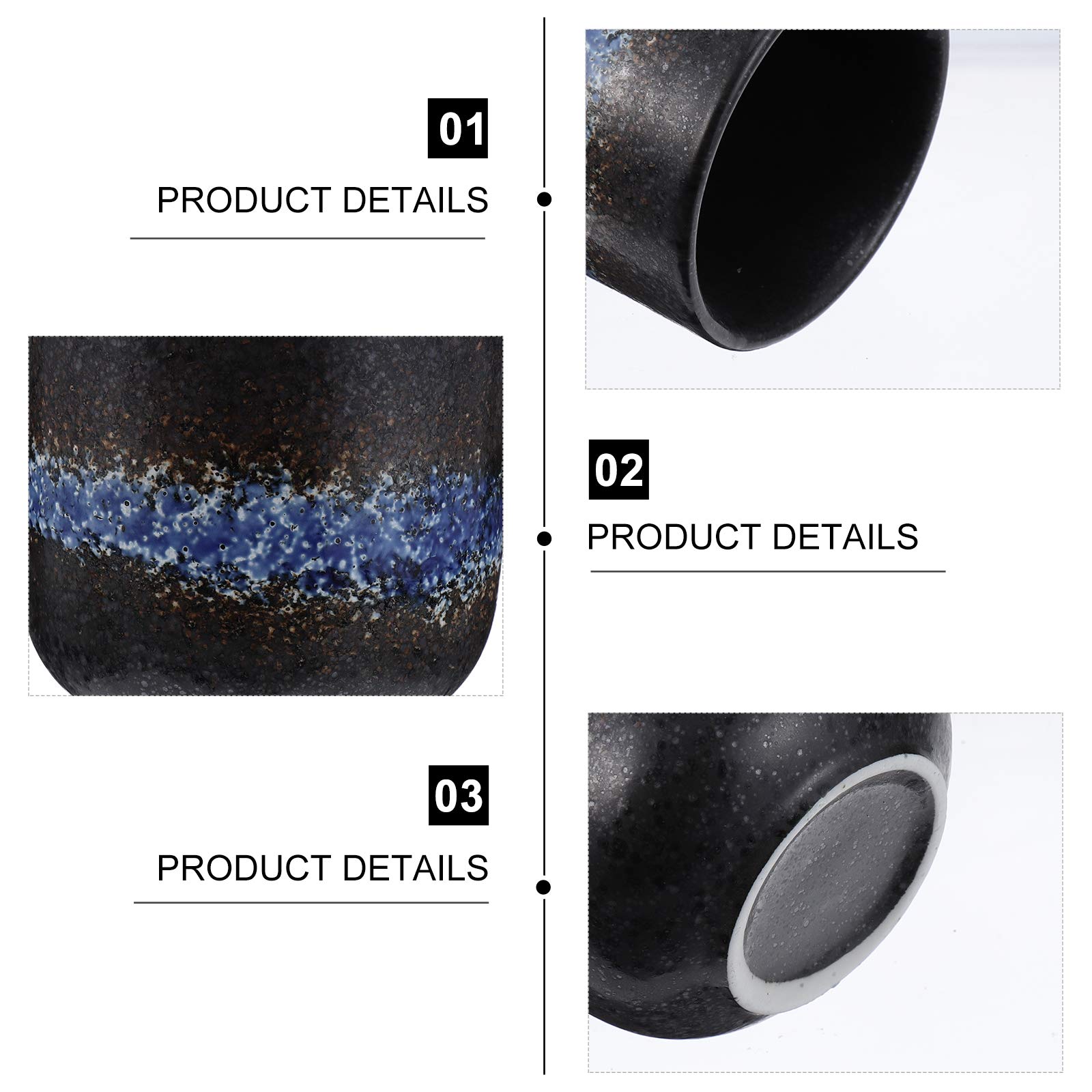 DOITOOL 2-Pack 200ML Ceramic Drinking Cups - Durable Restaurant-Grade Coffee & Tea Mugs for Home, Office, or Cafe Use
