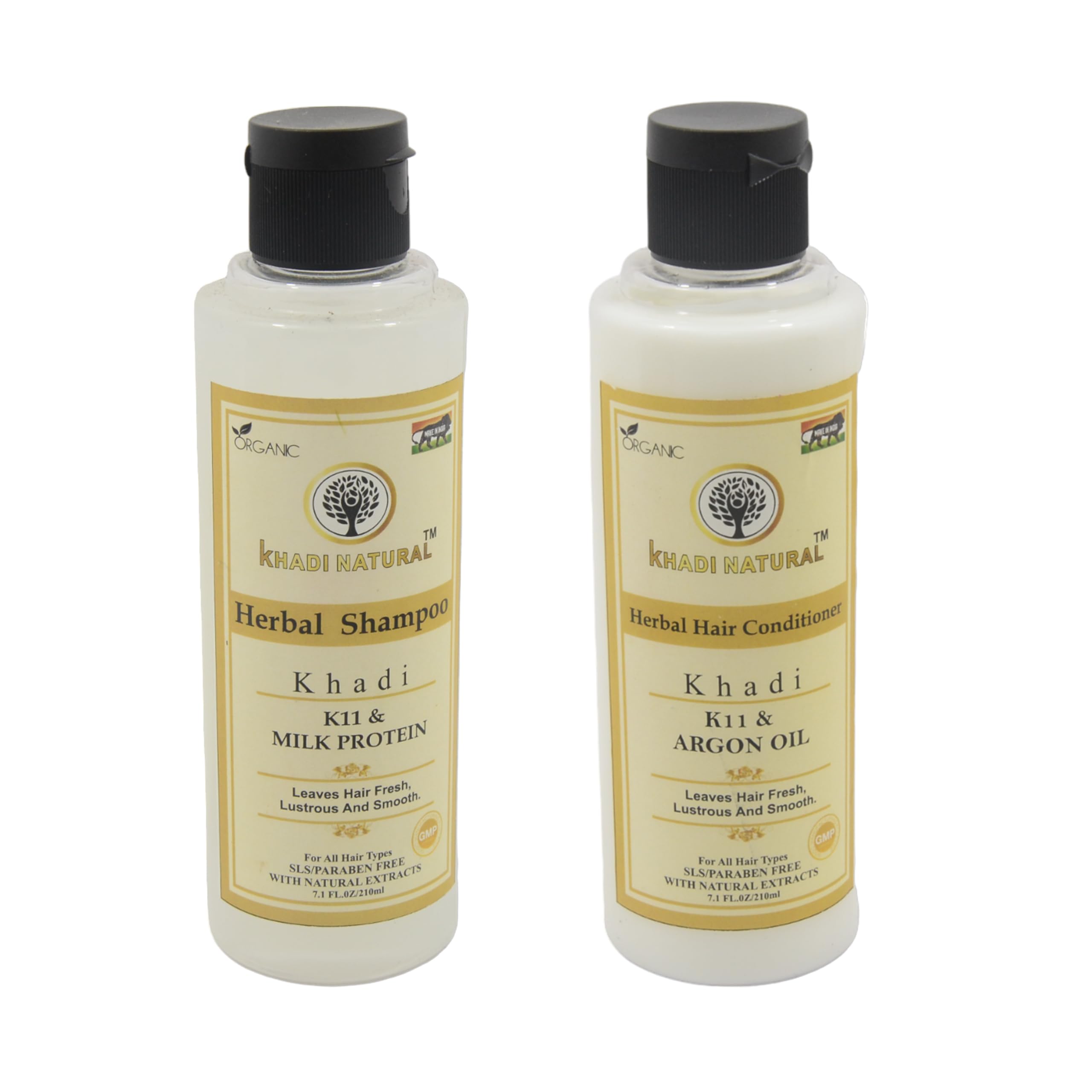 Khadi Natural K11 & Milk Protein Shampoo with K11 & Argan Oil Conditioner Set - Hydrating Hair Care Duo for Dry & Damaged Hair - Perfect for Daily Nourishment & Repair