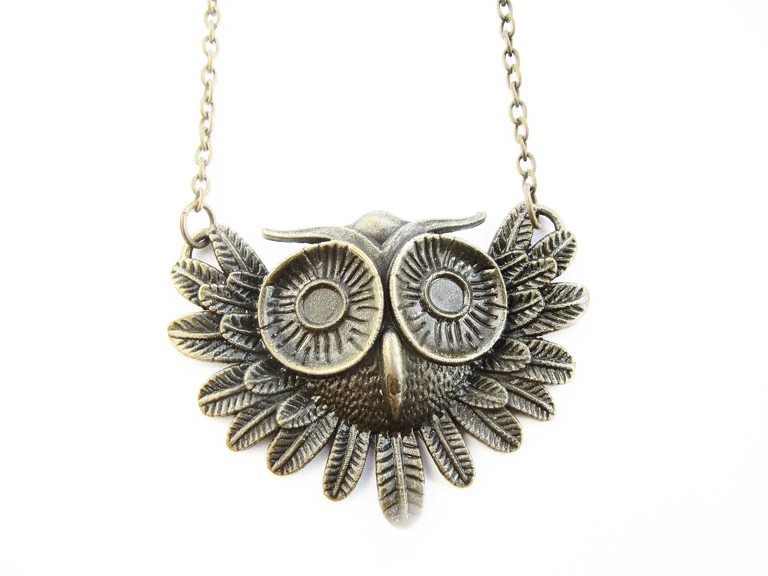 2Pcs Vintage Bronze Owl Necklace - Handcrafted Owl Pendant with Flying Owl Design, Unique Bird Jewelry for Women, Antique Style Owl Gift for Nature Lovers | Perfect for Boho Fashion, Birthday Presents & Spiritual Occasions