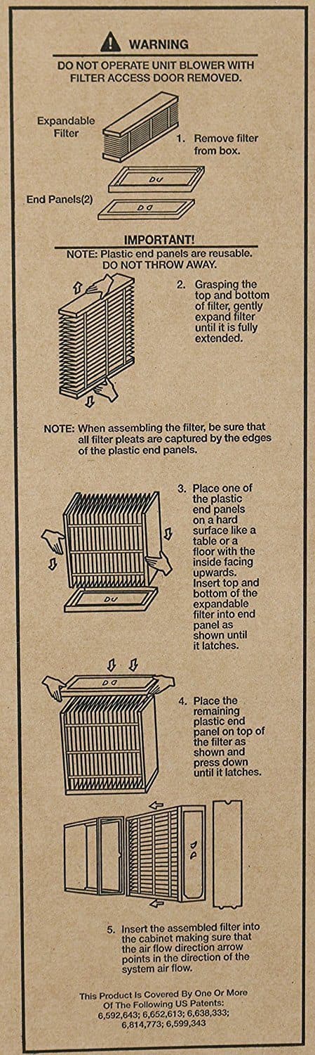 Carrier EXPXXUNV0016 EZ Flex 16x25x5 MERV 10 Expandable Air Filter with End Caps - Perfect for HVAC Systems, Furnaces, and Air Conditioners