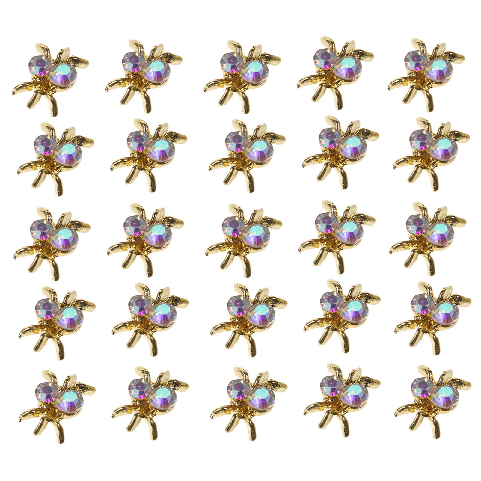 SHERCHPRY 100Pcs 3D Spider Nail Charms - Golden Nail Art Rhinestones for Halloween, Gothic Manicure Decorations, Women's Nail Accessories for Party, Cosplay & Special Occasions