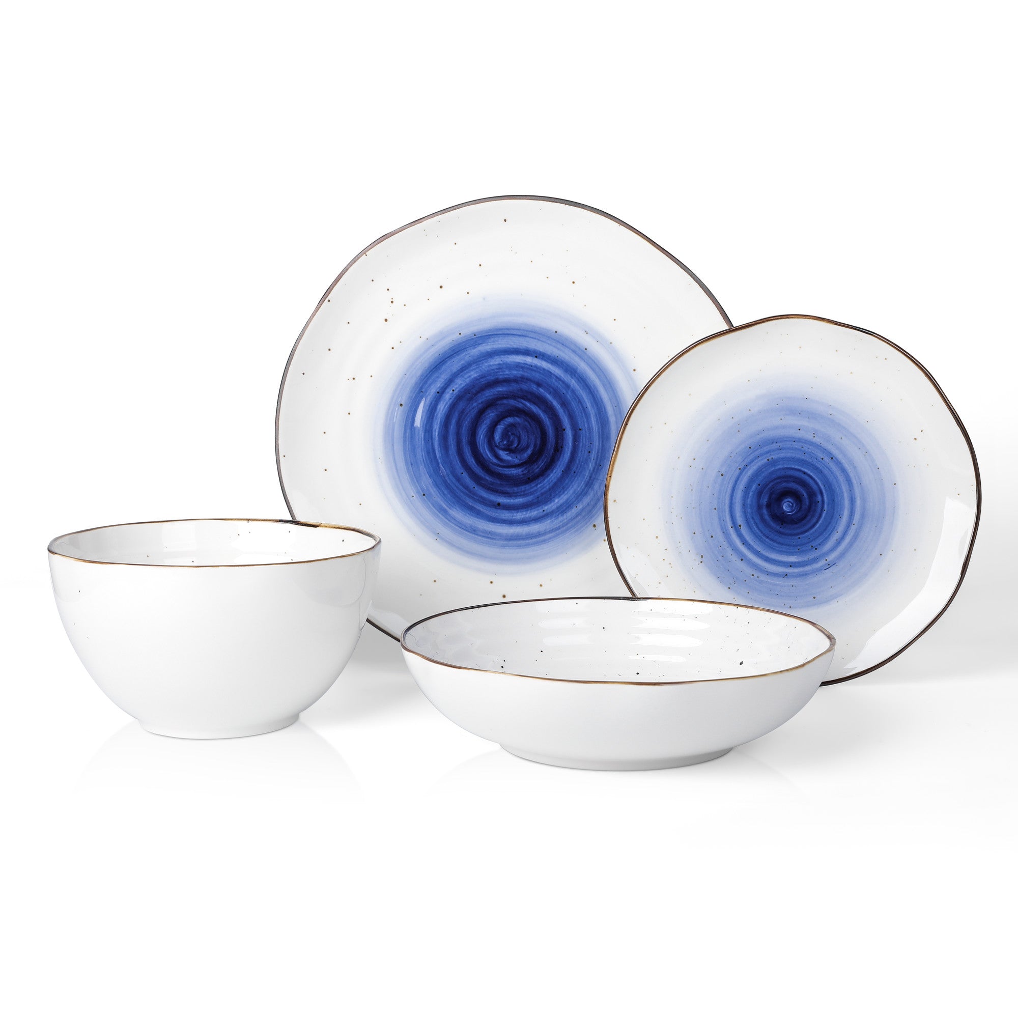 Premium Luma Porcelain Dinnerware Set - Elegant Blue 16-Piece Dinnerware for Formal Dining & Entertaining | Dishwasher & Microwave Safe