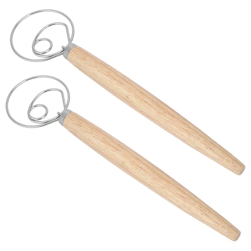 Stainless Steel Pastry Blender & Dough Whisk with Oak Handle - Manual Eggbeater & Dough Mixer for Baking, Cooking, and Pastry Making - Perfect for Pies, Cookies, and Bread Dough