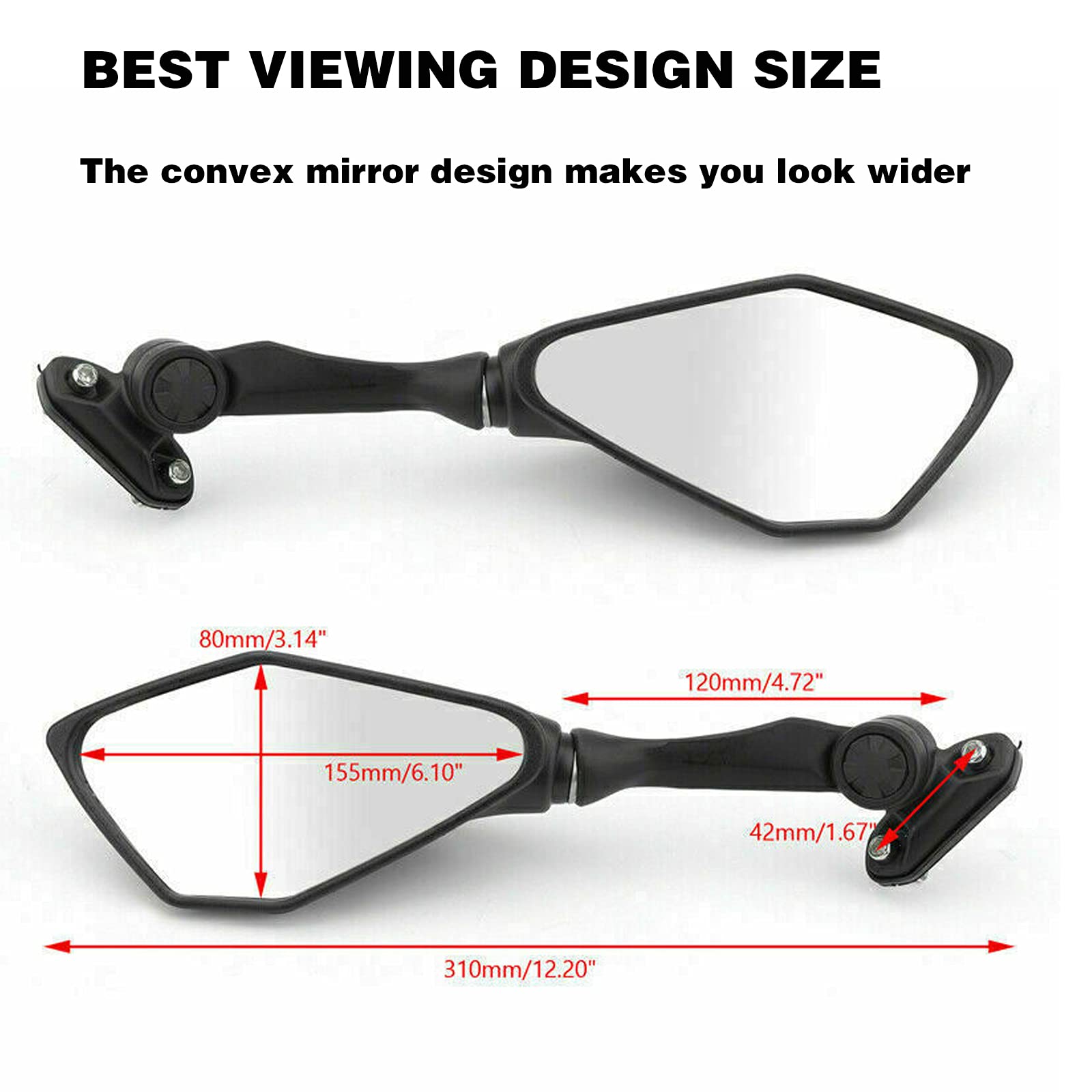 Mamiko Universal Motorcycle Rear View Mirrors - Compatible with Kawasaki Ninja 400 (2018-2021), Ninja 250 (2011-2018), ZX6R, ZX636, 650, 300R & EX300 ABS - Durable Replacement Side Mirrors for Enhanced Safety & Visibility on Road Trips