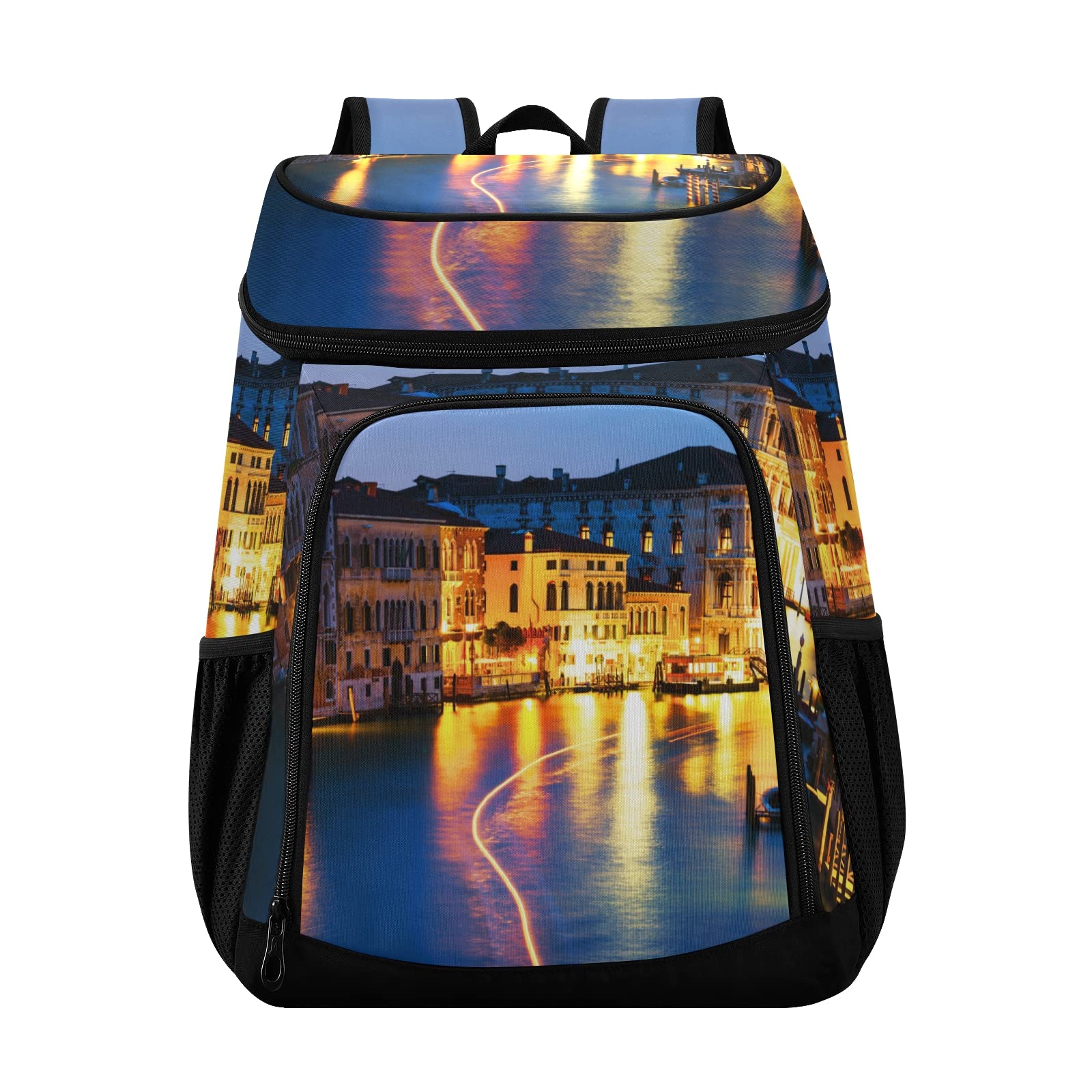 Venice Grand Canal Insulated Leak-Proof Cooler Backpack - 36 Can Portable Lunch Bag for Beach, Shopping, Picnic, Hiking, Camping, Park Trips & Outdoor Adventures