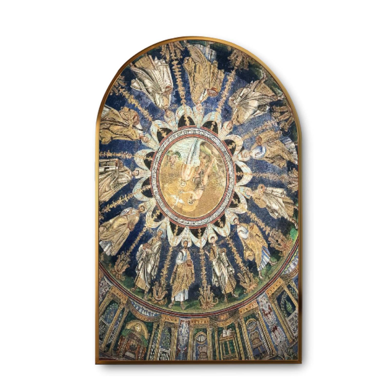Golden Frame Canvas Wall Art - San Vitale Basilica Mosaic in Ravenna Italy - Modern Giclee Print Painting for Home Decor - Ready to Hang - Perfect for Living Room, Bedroom & Office Wall Art