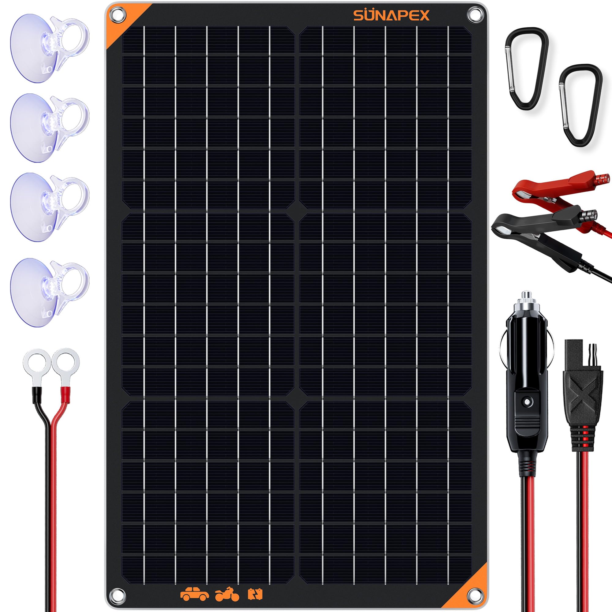 SUNAPEX 30W 12V Solar Charger for Car, Boat, RV & Marine