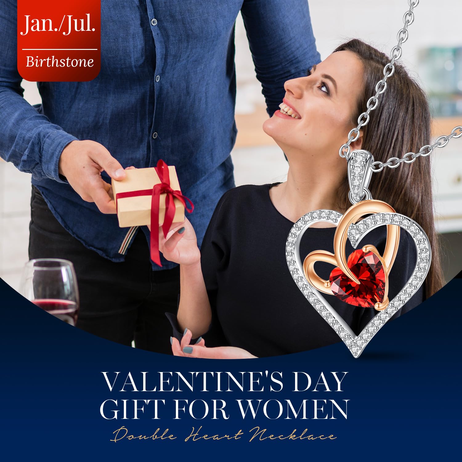 Romantic 2 Carat Moissanite Heart Necklace for Women - 925 Sterling Silver Fine Jewelry, Perfect Birthday/Anniversary/Christmas Gift for Wife, Mom, Girlfriend - Elegant Jewelry for Date Night, Wedding, Special Occasions
