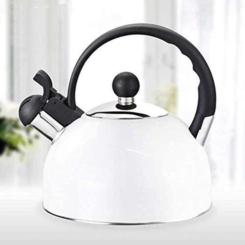 Premium Stainless Steel Whistling Electric Kettle - Induction Compatible, Camping & Outdoor Gas Stove Teapot, Coffee Pot for Home & Travel (White) - Perfect for Camping Trips, Kitchen Use & Emergency Preparedness
