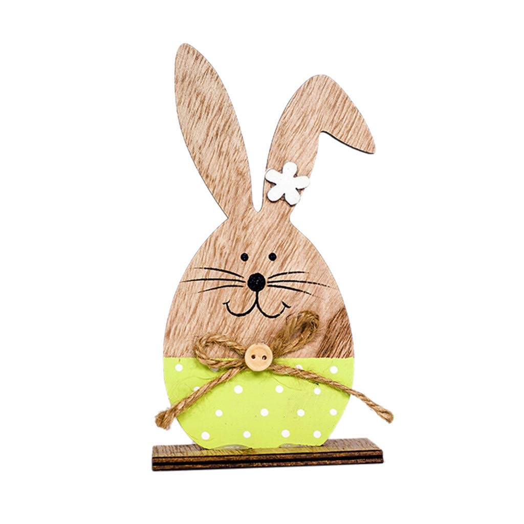 Handmade Wooden Rabbit Ornaments - Easter & Christmas Home Decor, Biracial Holiday Gifts, Green Wood Crafts for Tree Decorating & Seasonal Celebrations