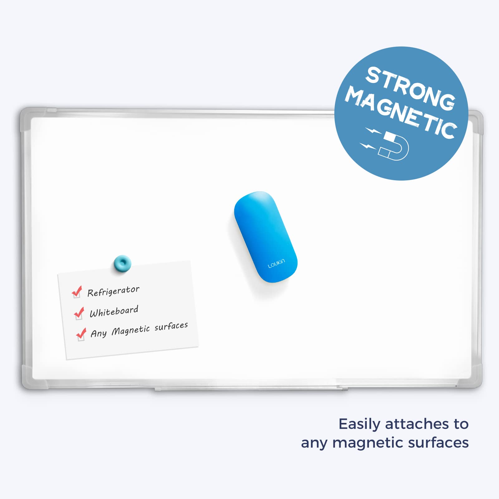 Magnetic Whiteboard Eraser with 3 Replaceable Felt Pads - 4-in-1 Glass Dry Erase Board Cleaner (Blue) - Includes 3.4 fl oz Whiteboard Cleaner - Perfect for Classrooms, Offices & Home Use