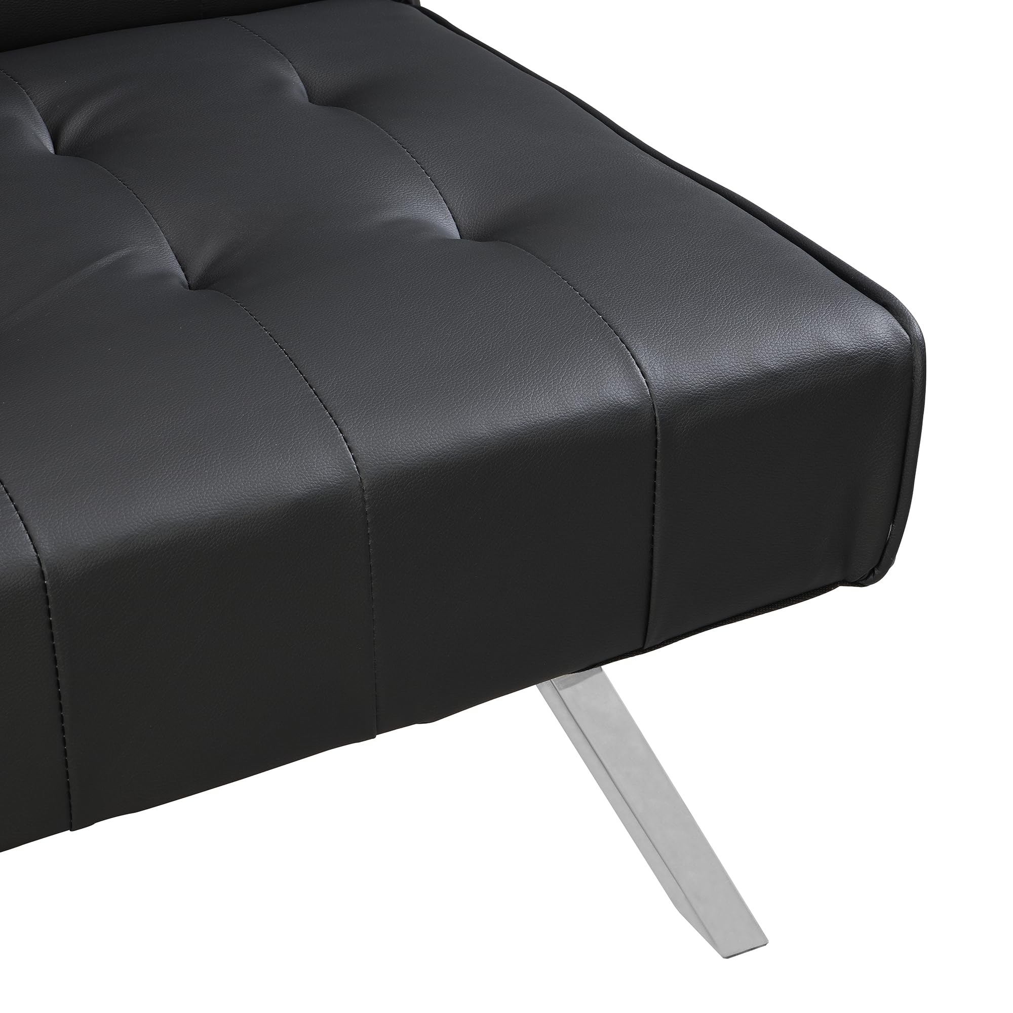 Modern Faux Leather Futon Sofa Bed - Convertible Folding Adjustable Recliner for Living Room, Studio & Small Spaces - Black | Perfect for Guest Rooms, Apartments & Home Offices