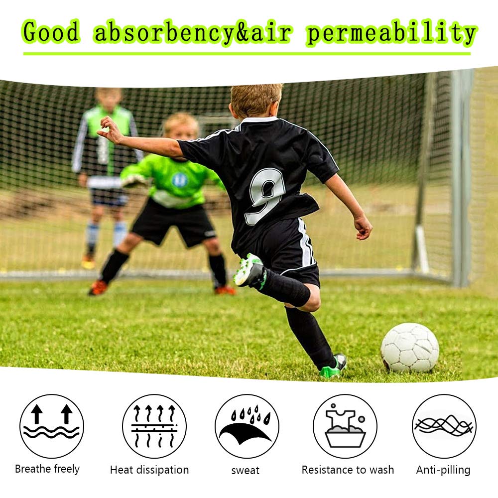 XCOZU Black Football Socks for Kids - Breathable Sports Training Socks for Soccer, Hockey, Rugby & Running - Comfortable Long Tube Socks for Boys & Girls (Toddler/Kids) - Perfect for School PE, Team Sports & Outdoor Activities