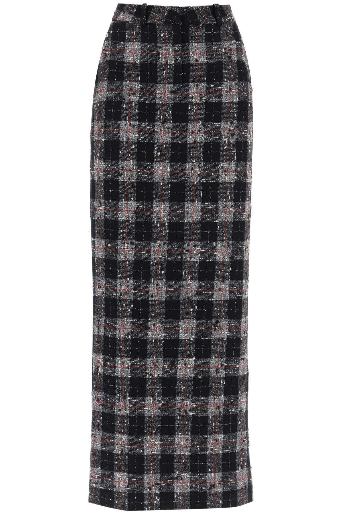Alessandra Rich Boucle Check Maxi Skirt - Elegant Women's Midi Skirt for Office, Party & Special Occasions