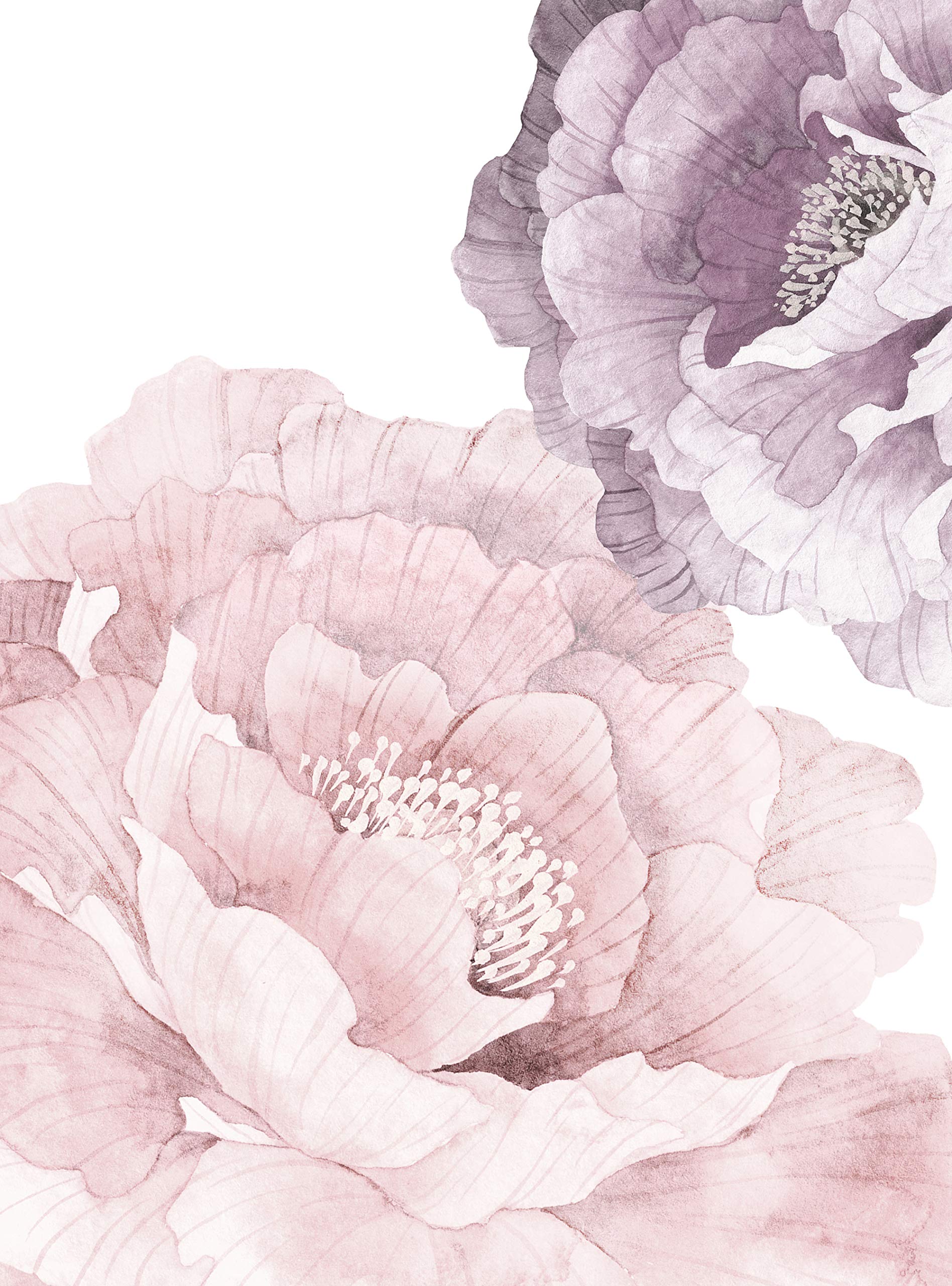 Bloom Flower Vinyl Wall Stickers - Peel and Stick Decals for Home Decor by Simple Shapes® (Pink & Purple) - Perfect for Bedroom, Nursery, Living Room & Office Walls