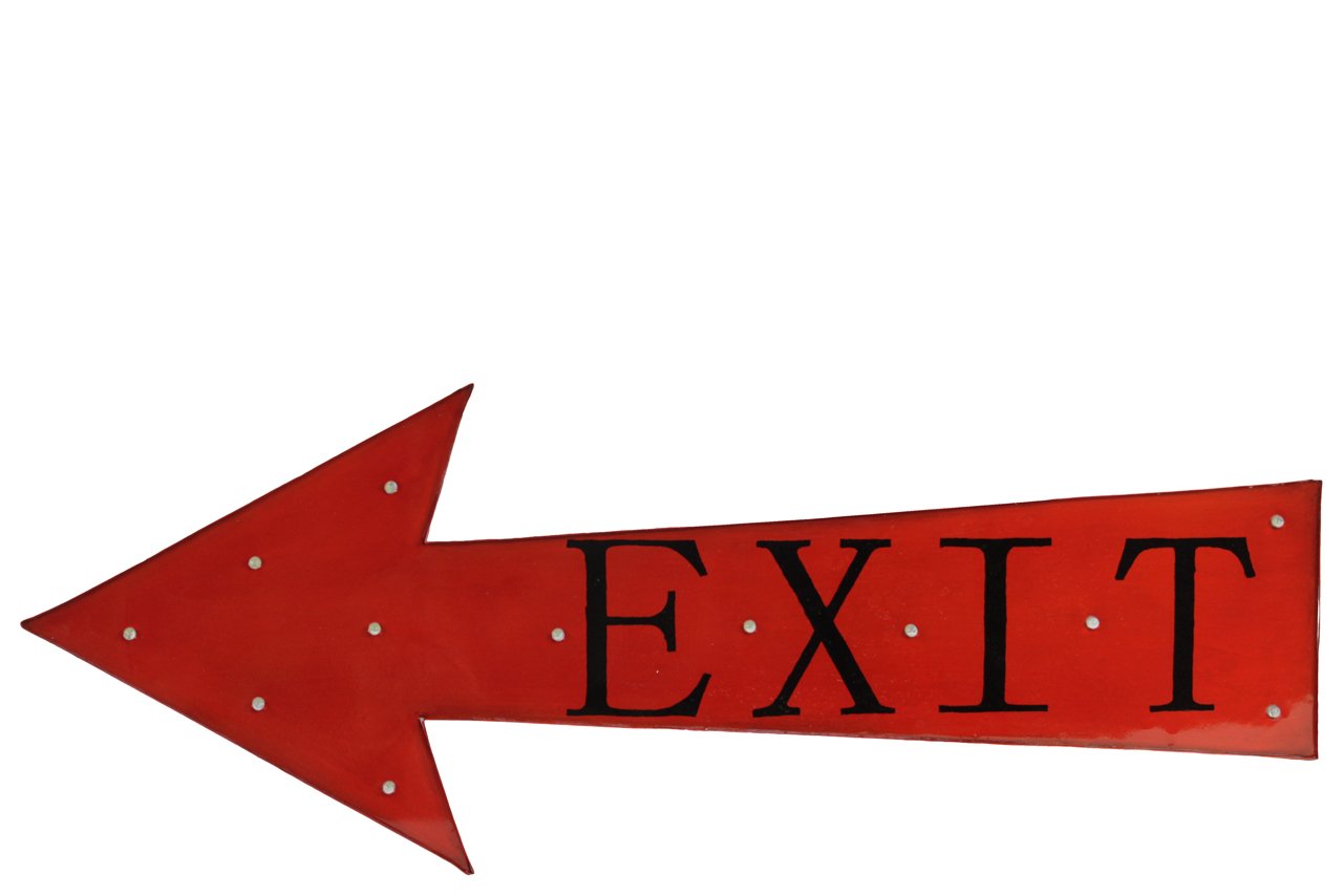 Metal Exit Sign Wall Decor with LED Lights - Red Industrial Style for Home, Office, Bar, and Man Cave