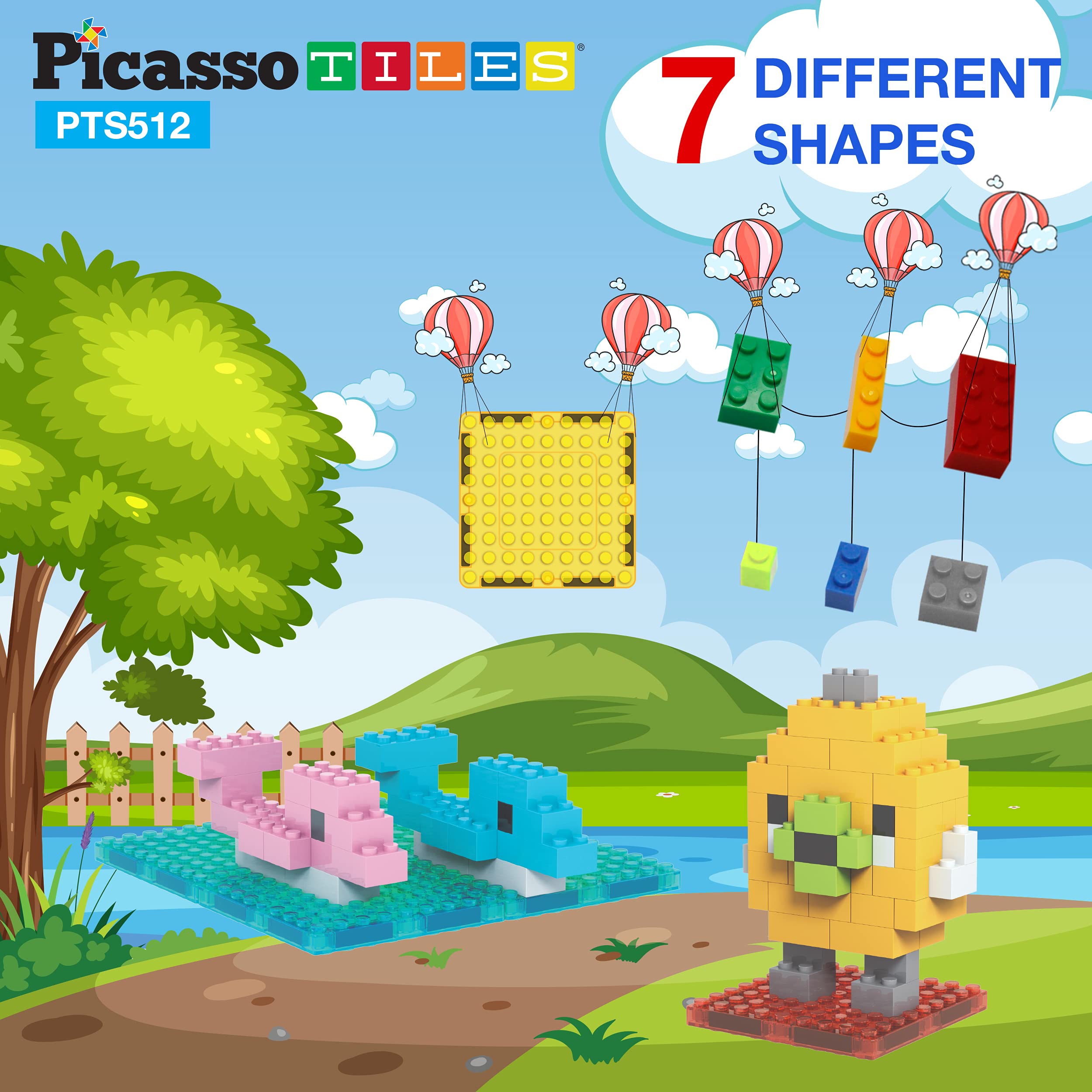 PicassoTiles 512-Piece Magnetic Building Blocks Set - STEM Educational Construction Toys for Kids Ages 3-10 | Creative Learning Playset with Bridges, Hearts & Characters | Develops Fine Motor Skills & Spatial Reasoning | Perfect for Classroom, Homeschooling & Family Game Night | Great Birthday Gifts & STEM Learning Activities | Ideal for Creative Playtime, Preschool Learning & Indoor Family Activities | Fun for Playrooms, Daycare Centers & STEM Classroom Projects