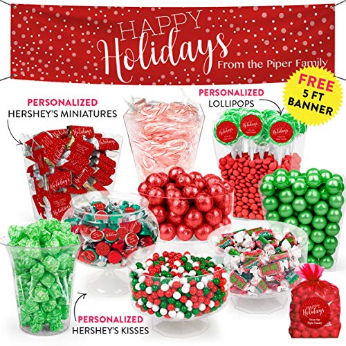 Christmas Candy Buffet Bulk Pack - 14+ lbs Assorted Holiday Candy Including Hershey's Kisses, Candy Canes, Sixlets, Tootsie Rolls & Lollipops - Perfect for Holiday Parties, Office Celebrations & Christmas Gift Baskets