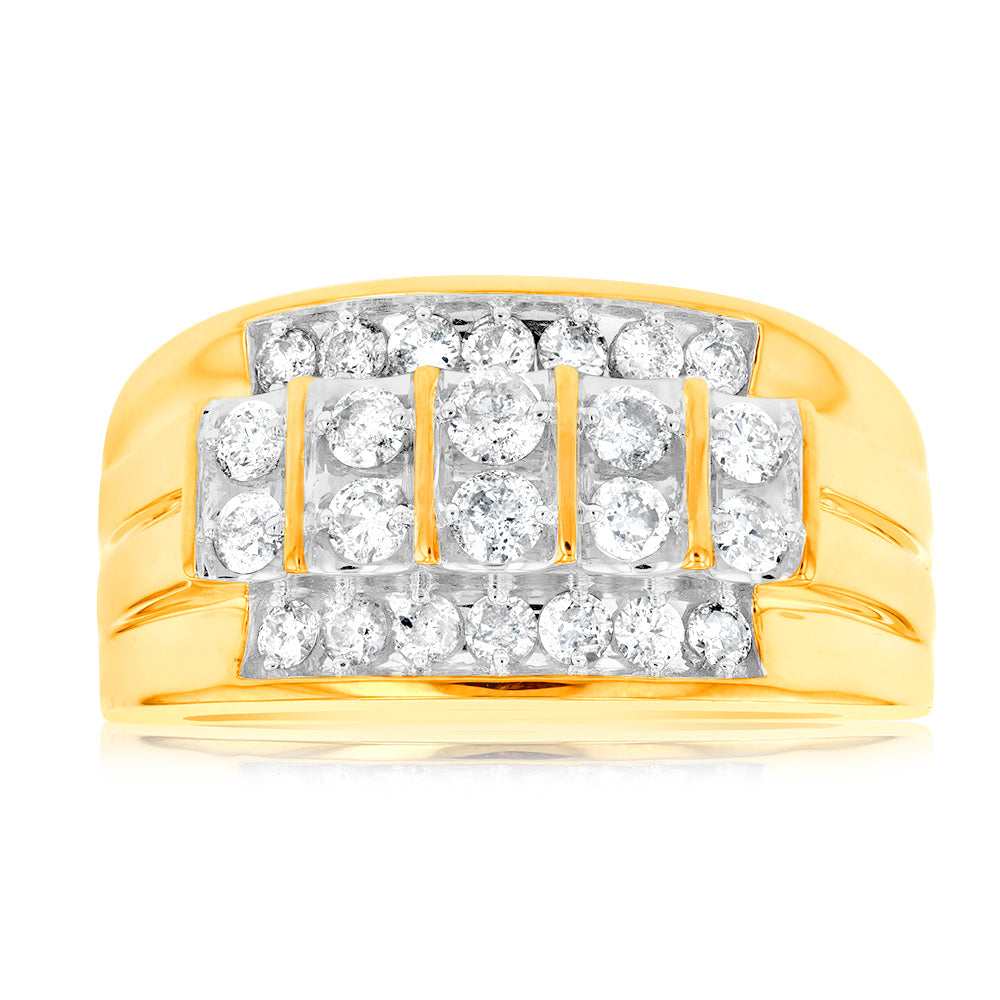 1 Carat Diamond Men's Ring in 10K Yellow Gold - Perfect for Weddings, Anniversaries & Special Occasions