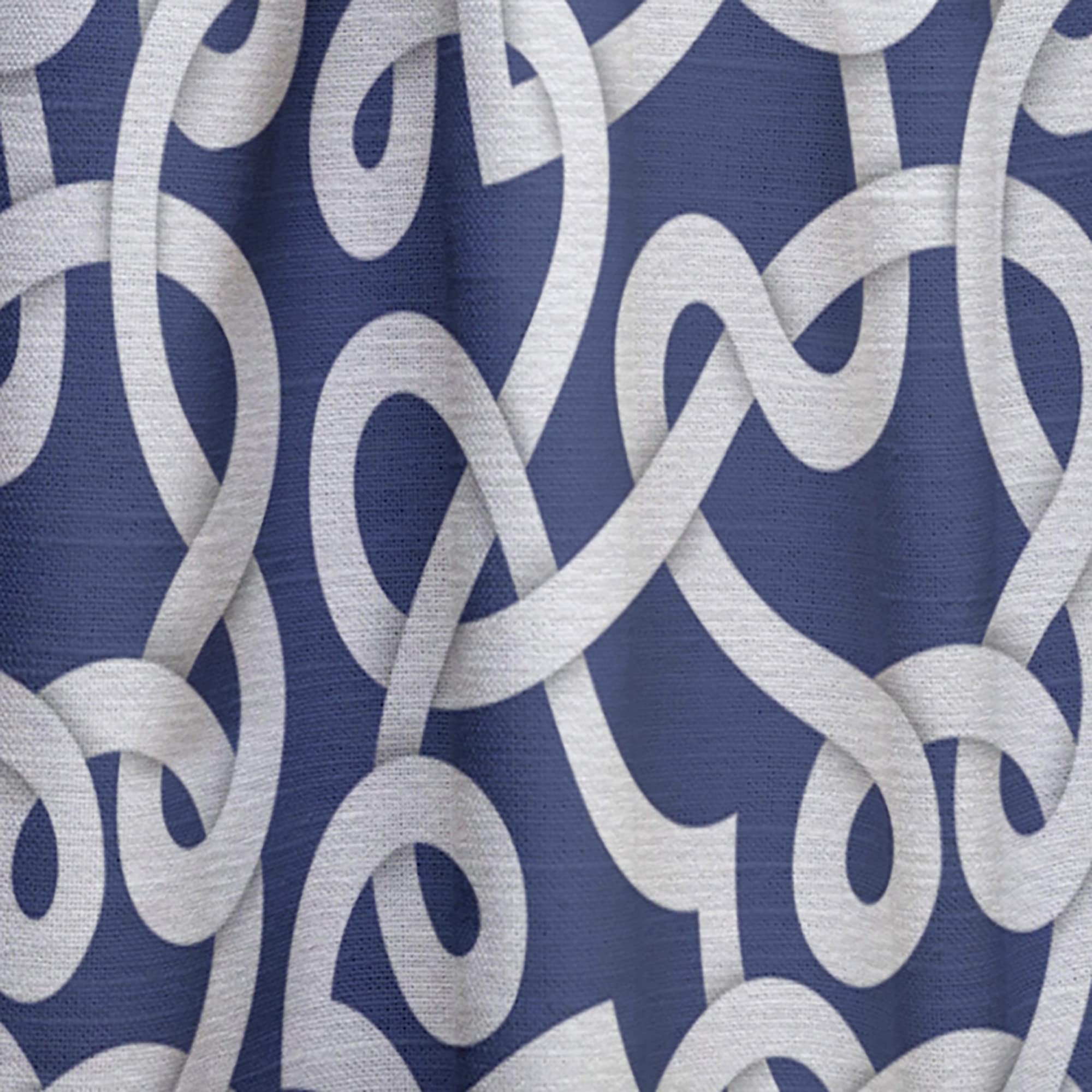 DesignQ White & Blue Abstract Pattern Thermal Insulated Curtains - 52x120 Single Panel for Bedroom & Living Room - Perfect for Home Decor, Privacy & Temperature Control