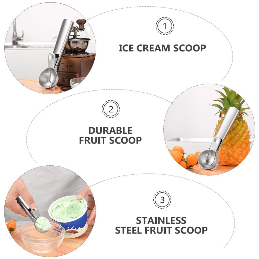2-Pack Stainless Steel Ice Cream Scoop - Durable Fruit & Ice Ball Scooper for Home Kitchen, Dessert Serving, and Party Tableware - Perfect for Ice Cream, Sorbet, Melon Balls & Cocktail Garnishes