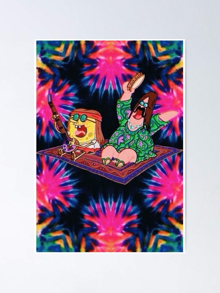 Halobros Spongebob & Patrick Hippie Soup Poster - 12x17 Inch Wall Art Decor, Perfect Gift for Family & Friends - Great for Bedroom, Living Room & Dorm Room Decorations