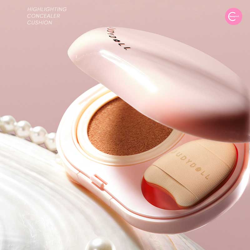 Judy Doll Pearl Cushion Brightening Concealer - Lightweight Liquid Foundation for Flawless Coverage, Perfect for Daily Makeup & Special Occasions