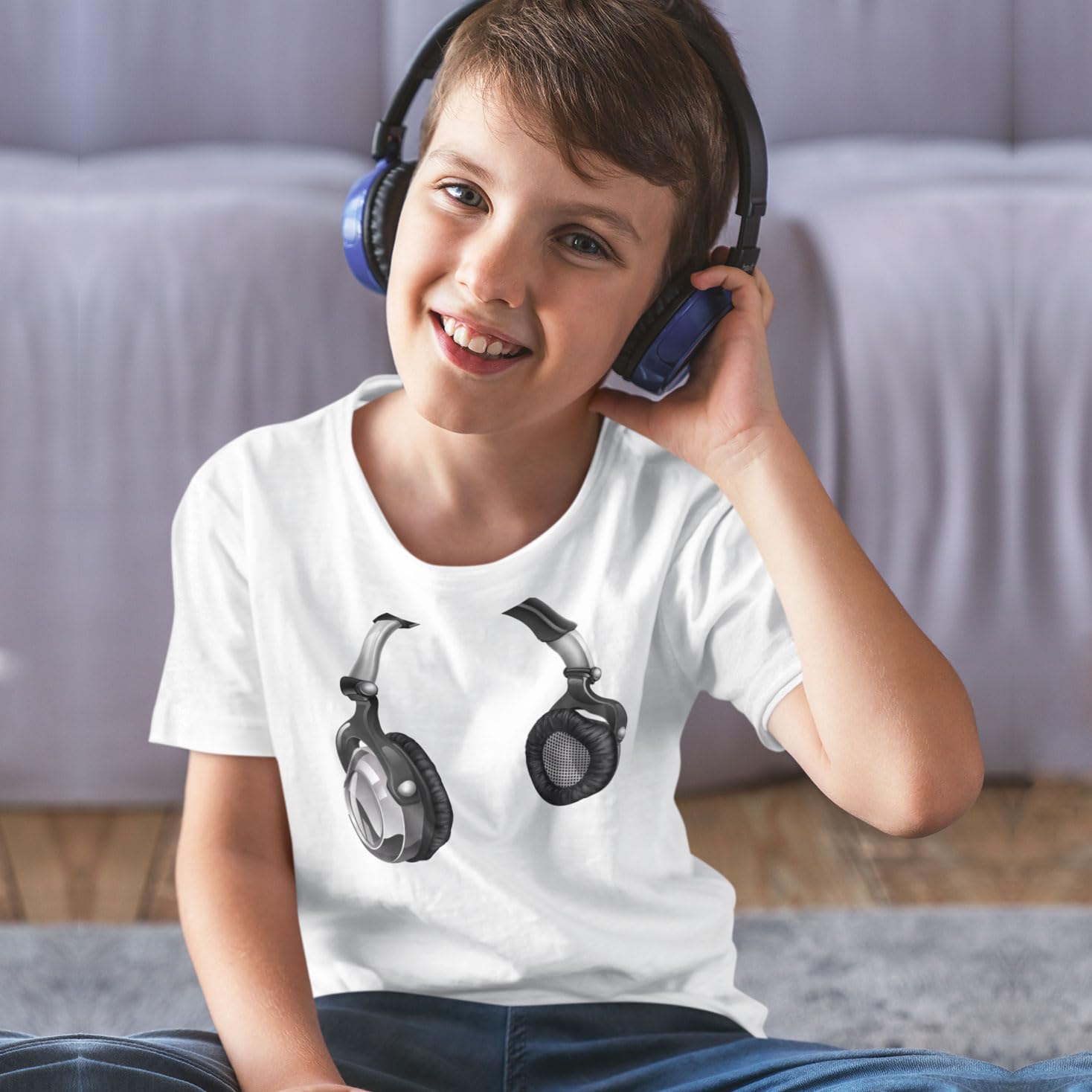 Lepni.me Kids T-Shirt with Retro Headphone Print - DJ Gift for Music Lovers | Cool Music-Themed Outfit for Concerts & Parties