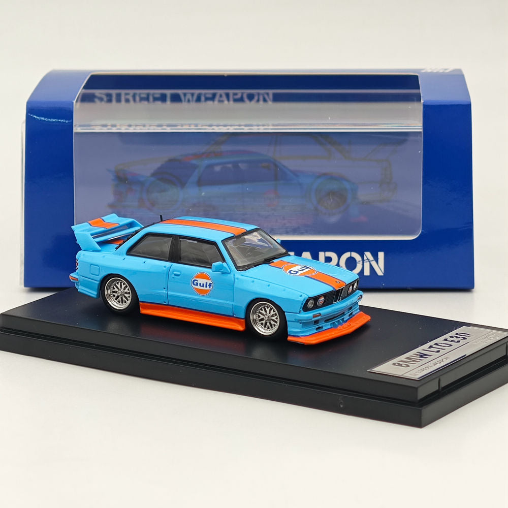 1/64 Scale Street Weapon SW BMW LTO E30 M3 Gulf Blue Diecast Model Car - Collectible Miniature Vehicle for Display, Gifts & Racing Enthusiasts