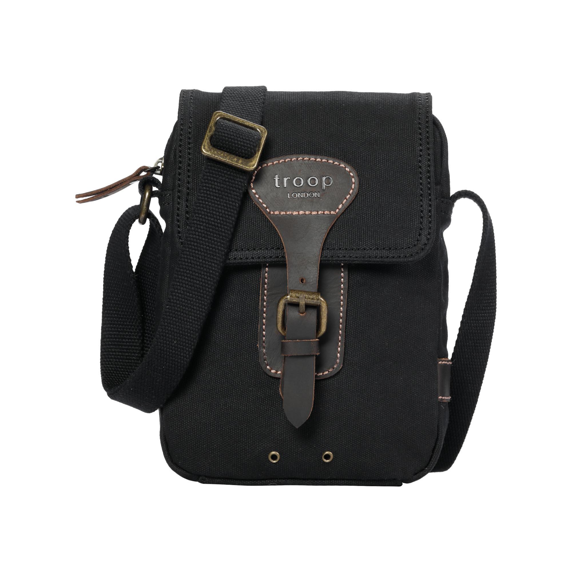 Troop London Heritage Canvas Crossbody Bag - Small Travel Shoulder Bag for Men & Women - Perfect for Daily Commute, Weekend Trips & Outdoor Adventures