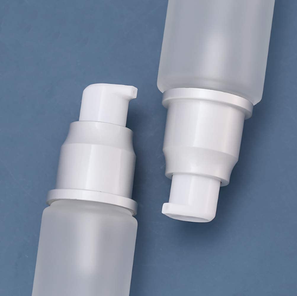 2-Pack 50ml Empty Glass Refillable Pump Bottles - Frosted White Cosmetic Lotion Dispenser for Skincare Creams & Essential Oils | Perfect for Travel, Bathroom & Salon Use