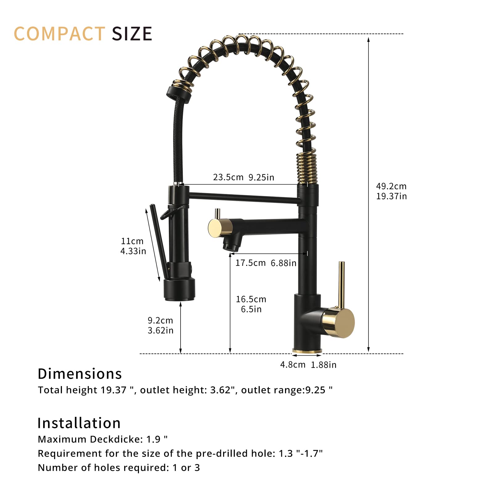 AIMADI Matte Black Kitchen Faucet with Pull Down Sprayer - Commercial Style Single Handle Single Hole Sink Faucet for Modern Kitchens & Restaurant Use