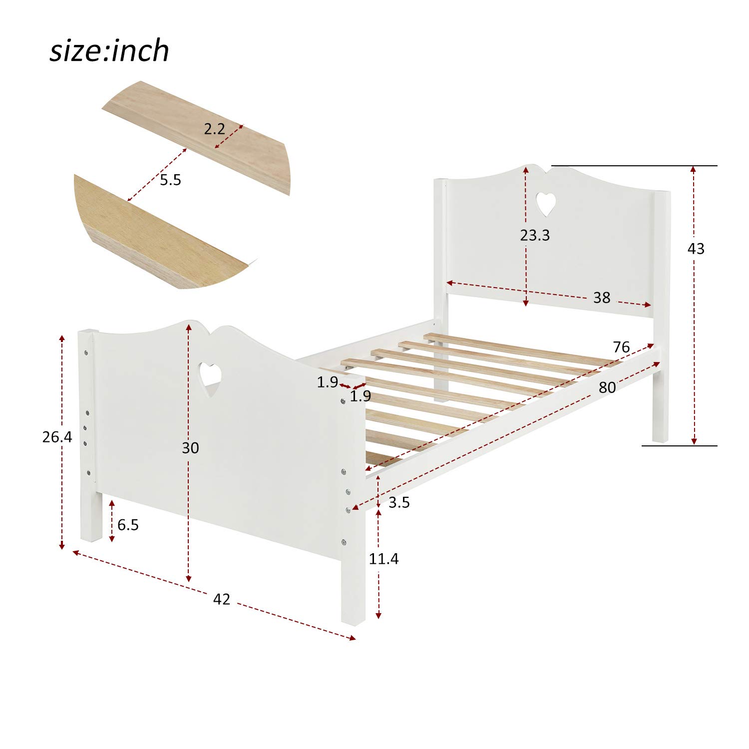 Harper & Bright Designs Twin Bed Frame with Headboard & Footboard - Solid Wood Platform Bed with Wood Slat Support - White Twin Size Bed for Kids & Teens - Perfect for Small Bedrooms & Guest Rooms