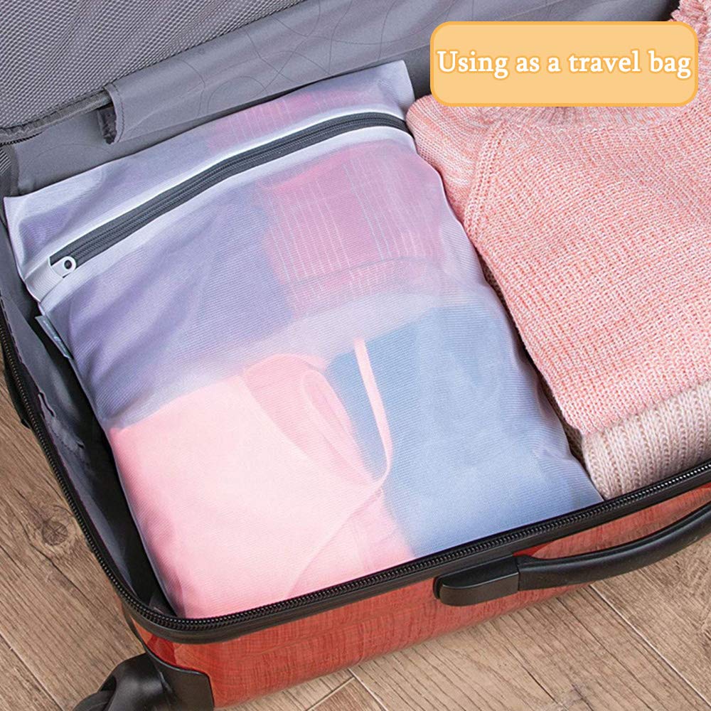 8 Pack Large Laundry Mesh Bags 16x12 Inch - Zippered Delicates Wash Bags for Machine & Travel - Perfect for Stockings, Underwear, Bras & Lingerie - Gentle Protection for Delicate Fabrics During Washing & Storage