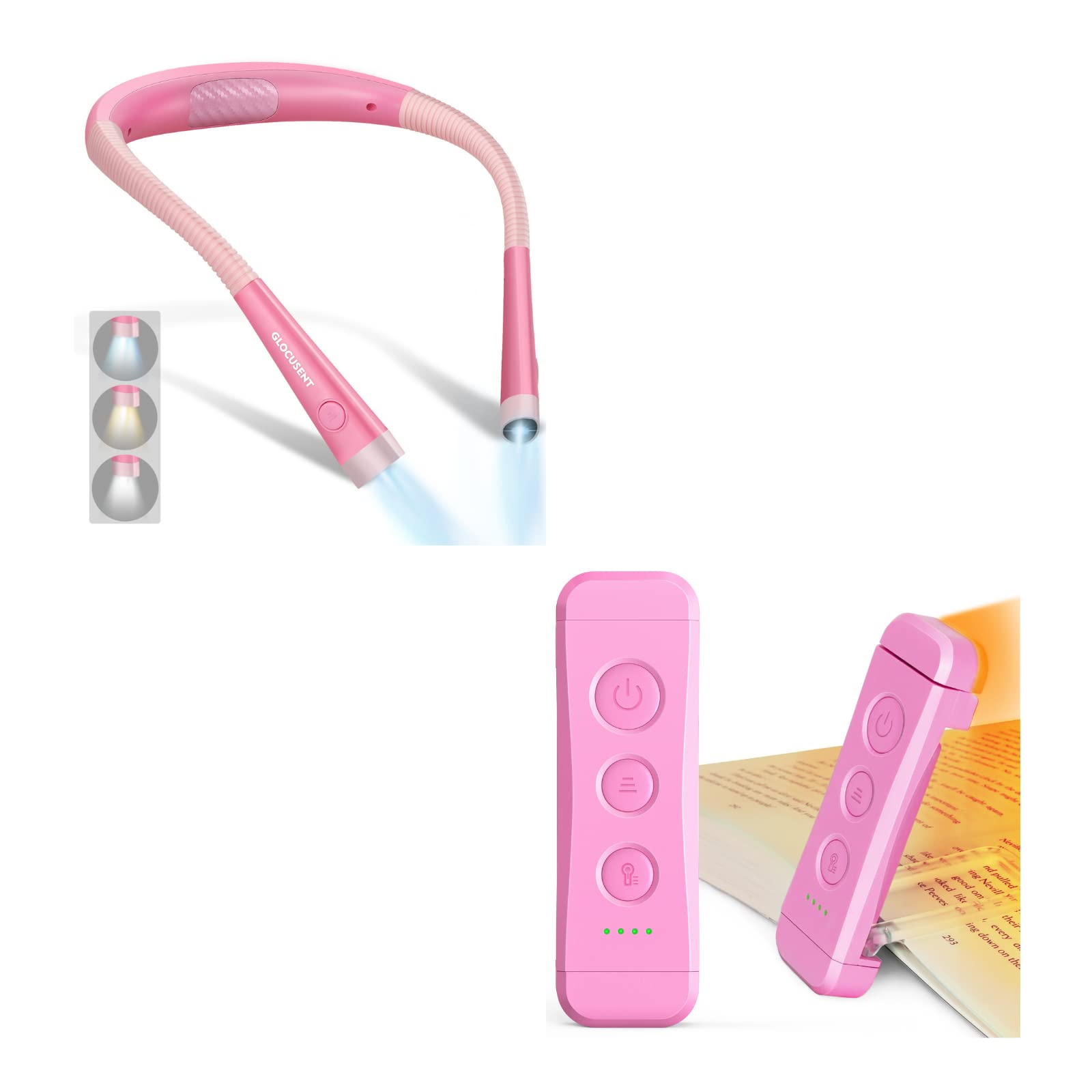 Glocusent LED Book Light with Adjustable Bendable Neck - Perfect for Reading in Bed, Studying, or as a Gift for Book Lovers - Ideal for Night Reading, Travel, and Dorm Use
