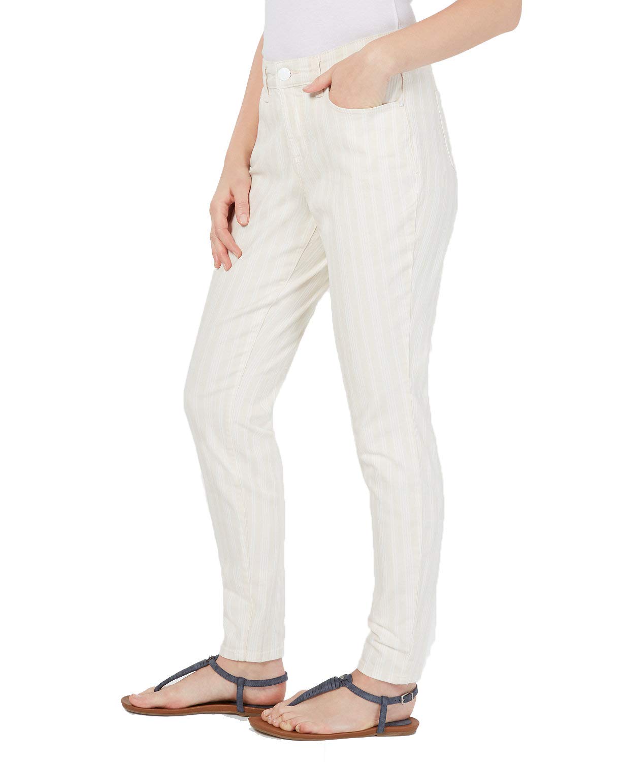 Style & Co. Women's Striped Curvy Skinny-Fit Jeans - Size 16, Soft Pink | High-Waisted Stretch Denim Pants for Casual Wear & Everyday Outfits