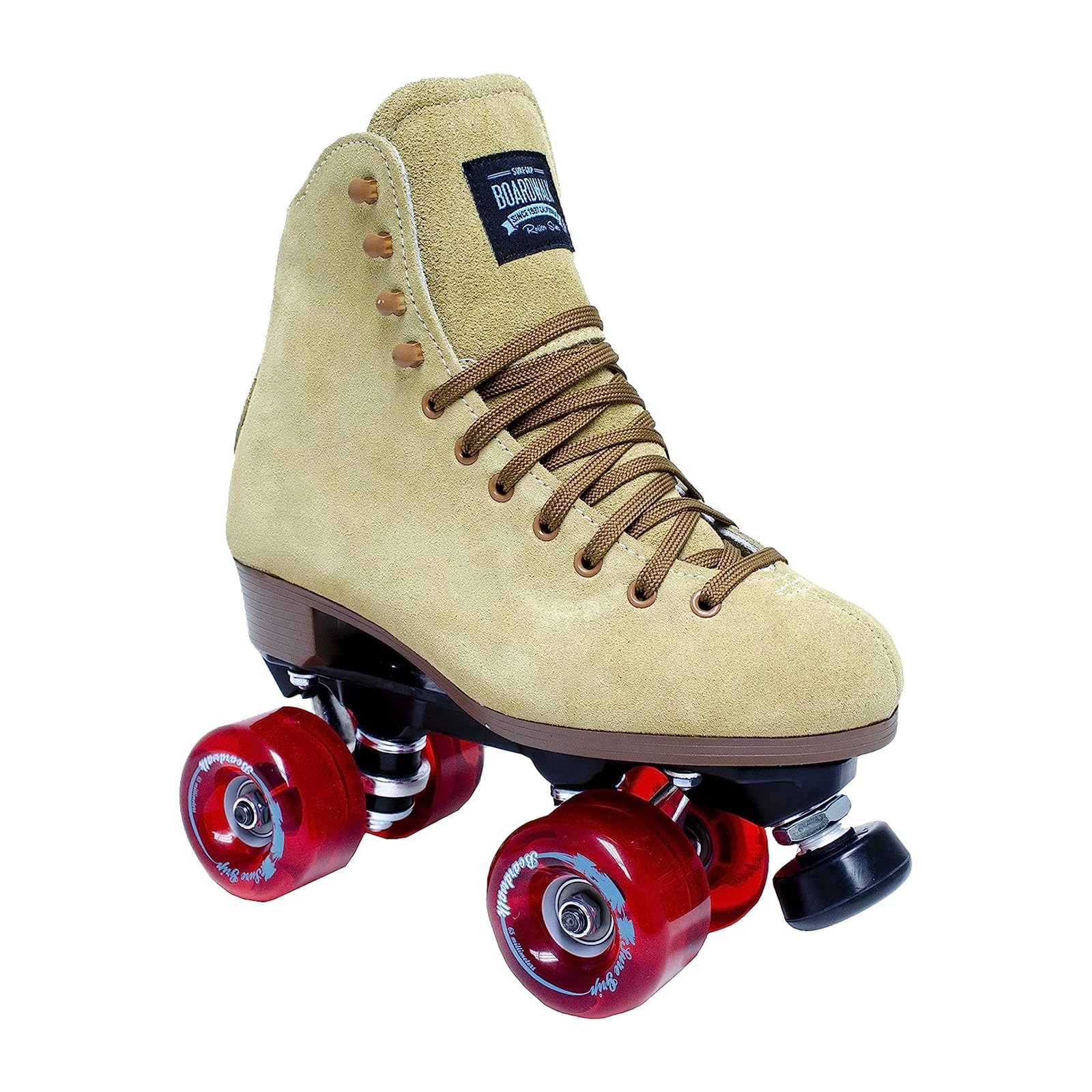 Sure Grip Tan Boardwalk Outdoor Roller Skates for Men & Women - 65mm Wheels, Nylon Sole, ABEC 3 Bearings, 5/8