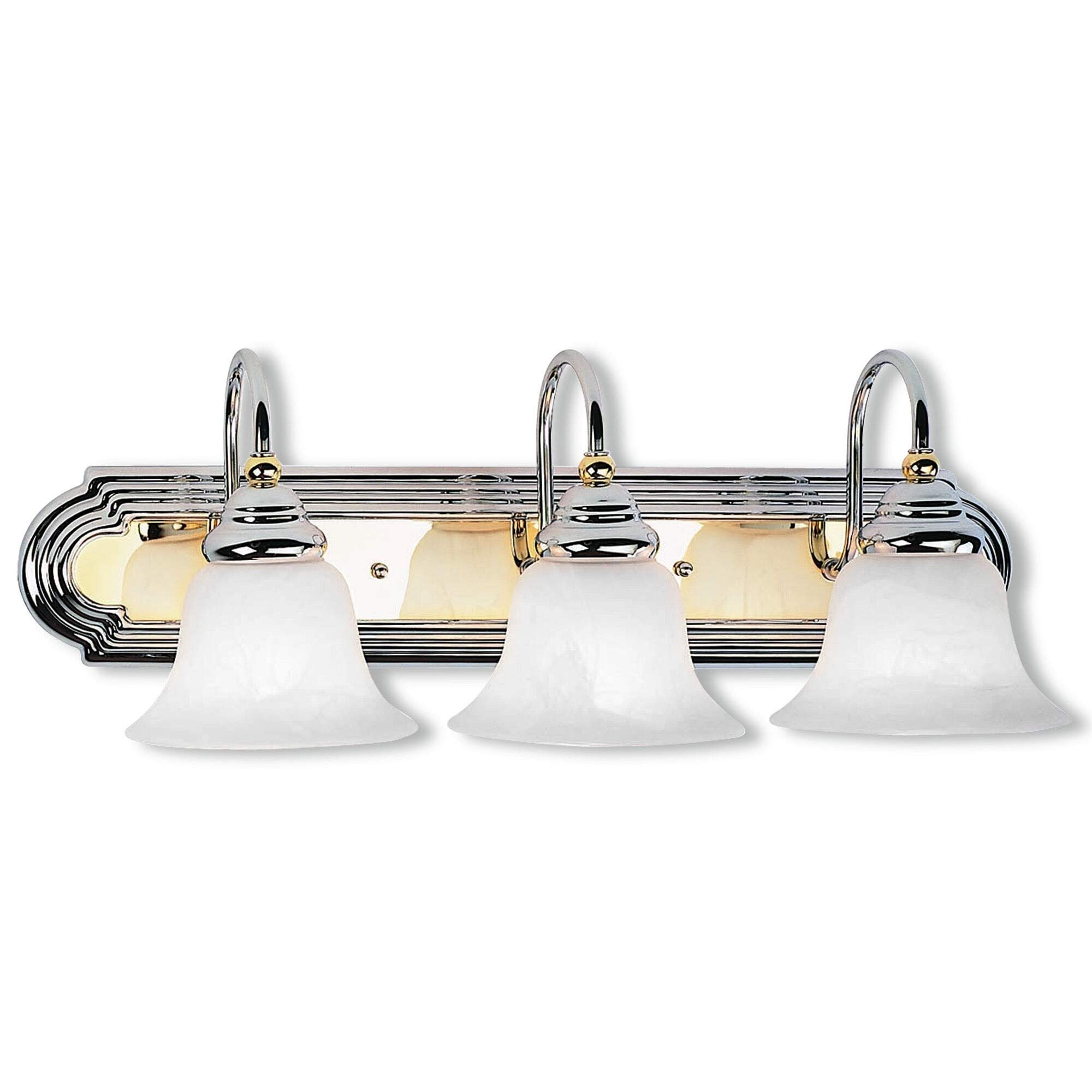 Livex Lighting 1003-52 Belmont 3-Light Bathroom Vanity Light Fixture in Chrome & Polished Brass - Perfect for Bathroom, Powder Room, and Dressing Area Lighting