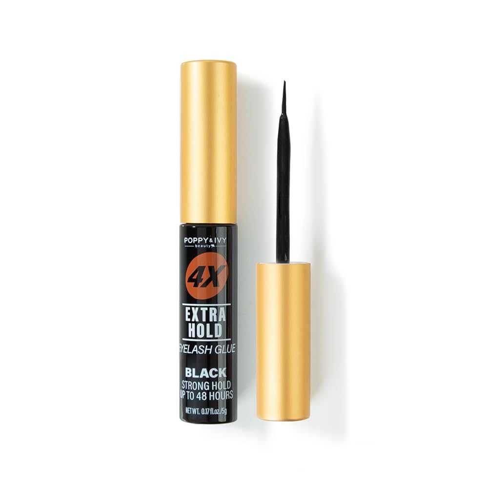 Absolute New York Poppy & Ivy Extra Hold Eyelash Adhesive - Black Eyelash Glue for Long-Lasting Wear | Perfect for Daily Use, Special Occasions & Professional Makeup Artists