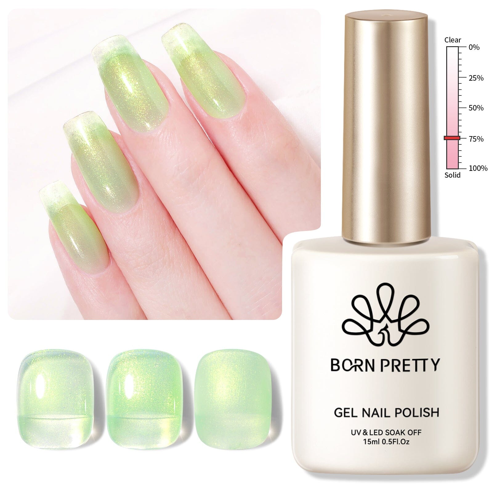 Hema-Free Green Glitter Jelly Gel Nail Polish - 15ml Bottle for Long-Lasting Manicures | Perfect for Nail Salons & DIY Home Nail Art